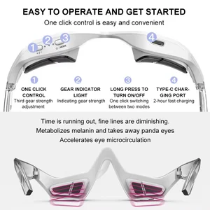 LJ Custom LOGO EMS Microcurrent Red Light Therapy for Dark Circles Under Eye Bags Relax Glasses LED Eye Massager Equipment