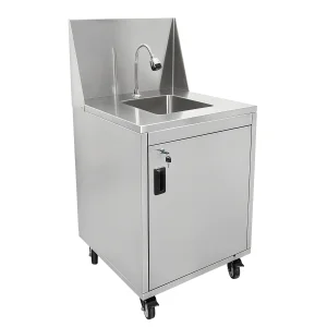 Commercial Kitchen Equipment Stainless Steel Mobile Sink Station with Splashguard Backsplash for Outdoor Catering Events