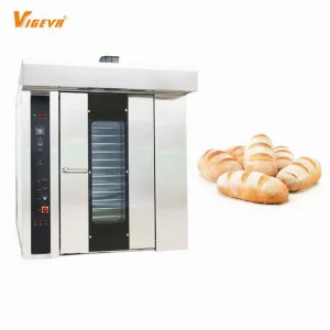 Large Capacity 2 Trolley 64 Trays Commercial Bread Machine Diesel Rotary Rack Baking Oven