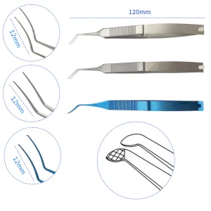 Ophthalmic Instruments Titanium Haff Capsulorhexis Forceps 11.5cm Capsulorhexis Forceps Curved Angle Incision 1.8