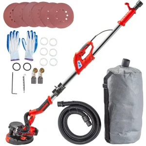 Electric Drywall Sander 850W 800-1750RPM Variable Speed Foldable Handle For Sheetrock Sanding With Vacuum Bag