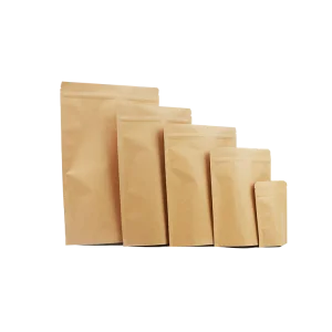 Custom Size Brown Ziplock Kraft Craft Paper Standing up Pouches Food Packaging Zipper Bags