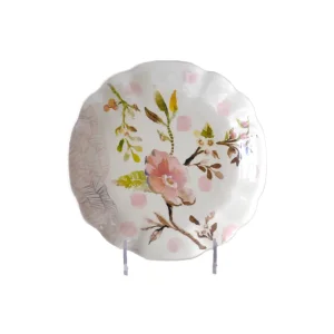 OEM Watercolor - Style Pink Floral Scalloped - Edge Ceramic Dinner Plate Companies, Product