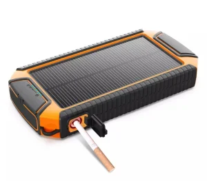 Outdoor Emergency Solar Power Bank with Compass and Cigar Lighter and LED Flashlight 20000 mAh Fast Charging Power Bank