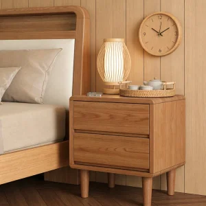 Cabinete de Noche de Nogal con Cajón de Almacenamiento Mesa de Noche Pequeña para Muebles de Dormitorio