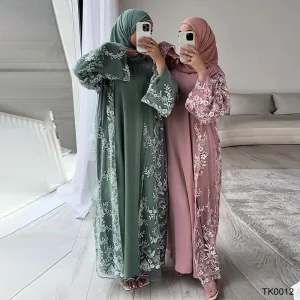 Wholesale Lace Flower Beaded Abaya for Modest Fashion