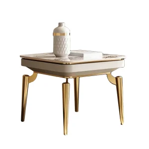 Luxury Design Elegant Side Table Stainless Steel Frame Coffee Table Modern Slate Gold Side Table for Living Room