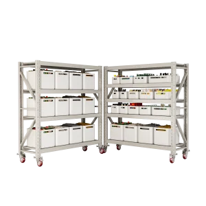 Custom 180KG 300KG Layer Shelving Garage 4 Tier Warehouse Storage Metal Rack with Wheels for Warehouse