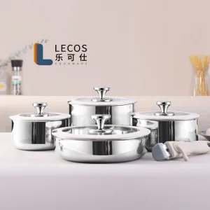 Factory Custom Premium Stackable Induction Kitchen 3 Ply Stainless Steel Cookware Sets Removable Handles Pots and Pans Set