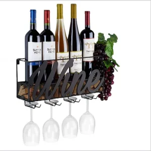 Metal Decorative Shelf Bottle Holder Wall Mounted Wine Rack