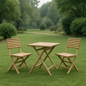 Traditional Design Folding Bamboo Chair and Table