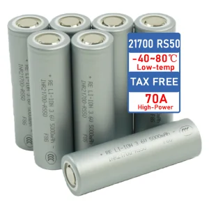 High Rate 70A Low-temp -40°C 21700 RS50 Cylindrical Lithium Ion Cells 3.7v 5000mAh INR21700 Li Ion 21700 Battery