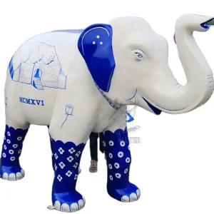 Modern Fiberglass Geometric Animal Sculpture Large Elephant Fiberglass Statue