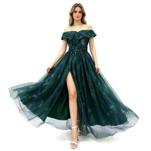 Elegant Dark Green Tulle Prom Dress