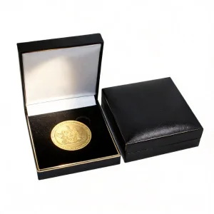 Promotional Gifts Stamping Logo Commemorative Medal Challenge Coin PU Leather Velvet Plastic Box