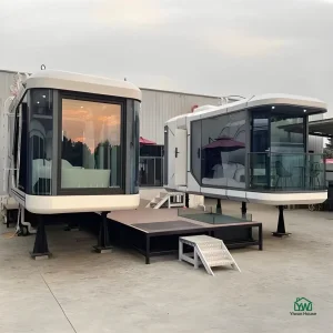 Pódio de Glamping Móvel Austrália Casa de Cápsula Espacial Mini Personalizada Rápido Cabana Casa Inteligente Móvel