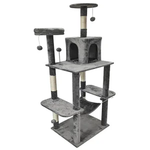 Cat Tree Cat Tower Multi Level Cat Scratching Post with Condos, Ladders, Basket, Hammock &amp; Plush Perches for Kittens