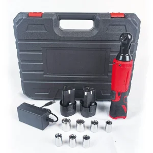 Industrial Cordless Electric 12v Ratchet Wrench Set with 2 Packs of 1300mAh Lithium-ion Batteries Max Torque 80n