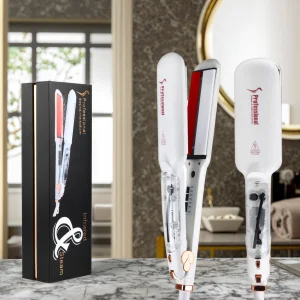 2 in 1 LED Steam Hair Straightener Curler Dual Voltage Electric Luxury Portable with Tourmaline Plates Overheating Protection