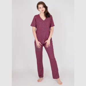 Conjuntos de pijamas de viscosa impresos de manga larga