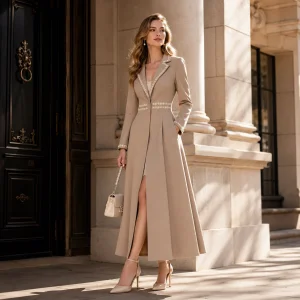 Signature Collection Women's Elegant Office Lady Formal Wear Maxi Dress Elegant Long Sleeve Women's Suit Sets Long Dress