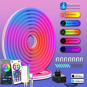 Wholesale 12V Smart RGB LED Neon Light Strip for Festive Christmas Decoration 3m and 5m