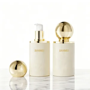 Round Cover Cap Glass Bottles 30g 50g 100g Cosmetic Cream Jar With 120ml 150ml Bottle Gold Cosmetic Packaging Set