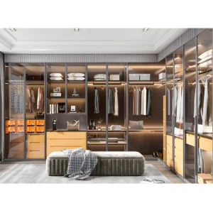 Designer Furniture Particle Board Cabinet Glass Door Armoire 6 Doors