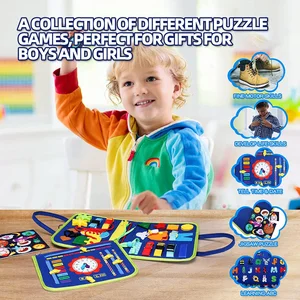 Montessori Plush Busy Board 2-4 Years Old Toddlers Sensory Educational Toys Activity Books Early Learning Skill Development