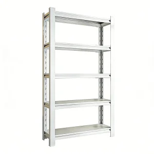5-Tier Light Duty White Metal Storage Rack Adjustable Industrial Shelving for Commercial & Home Use