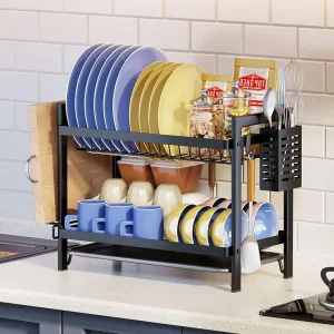 Premium 2-Tier Dish Drying Rack with Drainage Tray for Panama City Apartments