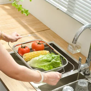 Durable Sink Basket Heat Resistant Drainer Stainless Steel Expandable Colander Mi24511
