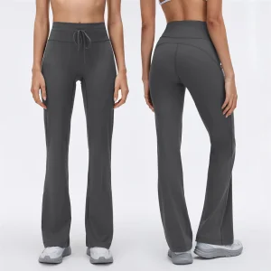New Trendy High Waist Tummy Control Spandex/Nylon Flared Pants Casual Long Women's Running Slimming Yoga Fitness Pants