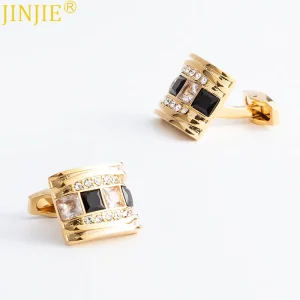Custom JINJIE Hot Selling Luxury Square Rhinestone Diamond Crystal Copper Cufflinks For Men Suit Shirt CS0108 Suppliers, Factory