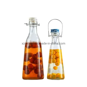 Milk Juice Drink Swing Top Cover Flip Glass Bottle