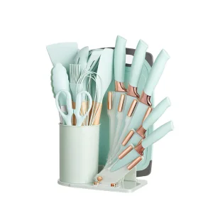 Supply 19PCS Silicone Kitchen Utensils Sets Non Stick Kitchen Cooking Tools Set Kitchenware Set with Chopping Board and Knife