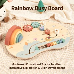 Toddler Rainbow Wooden Sensory Board