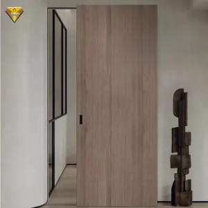 Hidden Track Design Villa Solid Wood Sliding Doors Wall Mounted Modern Floating Barn Double Door