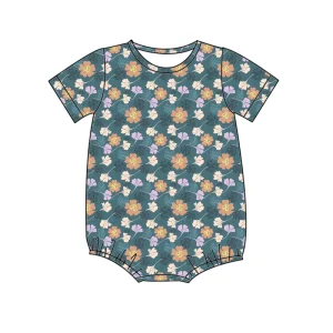Hot Selling New Style Children Girls Romper Kids Summer Floral Printed Short Sleeves Comfortable Bubble Romper