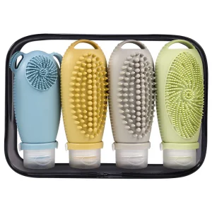 Luxury Brush-Shaped Custom Portable 100ml 4 in 1 Package Leakproof Empty Silicone Cosmetic Reusable Travel Shampoo Bottle Set