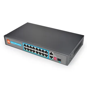16*10/100M POE Ports + 2*1000M Uplink + 1*Gigabit SFP AI Smart PoE Switch 802.3af/at VLAN/LACP Support