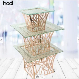 Modern Square Rose Gold Stainless Steel Food Rack for Breakfast Afternoon Tea &amp; Wedding Catering Buffets in Hotels &amp; Restaurants