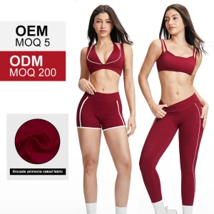 Factory Outlet (ODM/OEM) 78% Nylon/22% Spandex New-Style Yoga Bra Set with Color Blocking Design Current Season Gym Wear