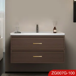 1000mm Mueble de baño moderno minimalista montado en la pared, lavabo impermeable de acero inoxidable Zg007g-100