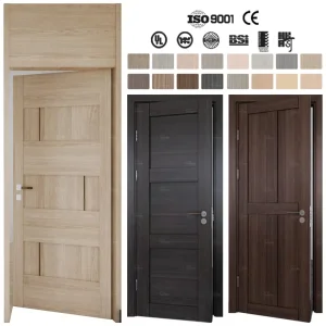 Us Standard Wholesale White Primed 2 3 4 Panels Oak Wood MDF Fire Rated Shaker Style Interior Doors Prehung for House