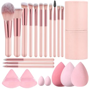 14 PCS Pink Travel Portable Beauty Eye Shadows Makeup Brush Set