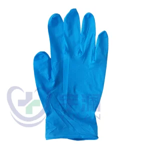 قفازات فحص نيتريل زرقاء طبية disposable خالية من المسحوق