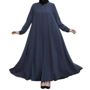 Center Zip High Quality Turkish Style Women's Abaya Breathable One Layer Chiffon Linen Satin Islamic Prayer Dress Comfortable