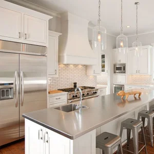 Durable Popular Lacquer Blue and White Kitchen Island White Shaker Kitchen Cabinets