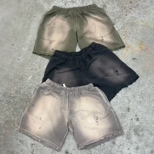 Manufacturer Custom Fashion Casual Streetwear Heavy Cotton Blank Distressed Vintage Stone Acid Wash Shorts Men